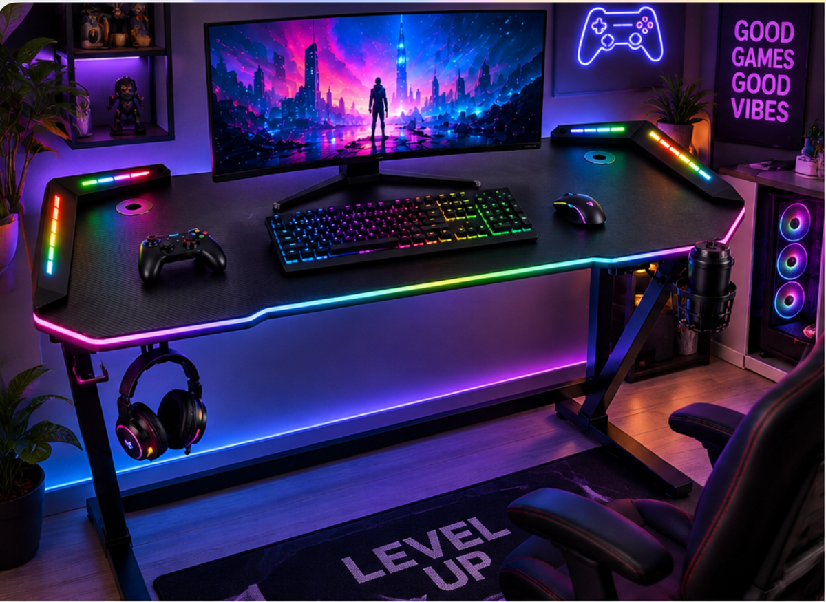 Scrivania Gaming con luci Led Rgb 120x60